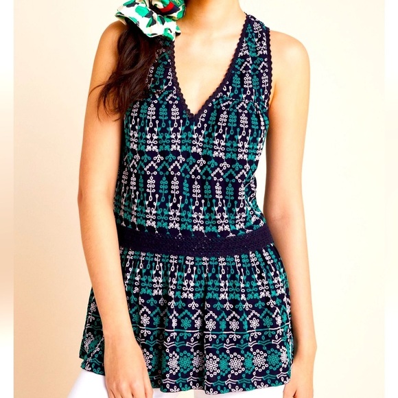 Anthropologie Tops - NWOT- Anthropologie Maeve Embroidered Peplum Top